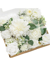 White & Sage Fake Roses Flowers Dahlia Box