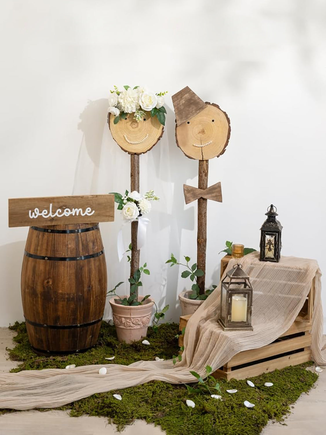 White & Sage Fake Roses Flowers Dahlia Box