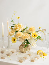 Creamy Yellow Fake Roses Gardenia Flowers Box