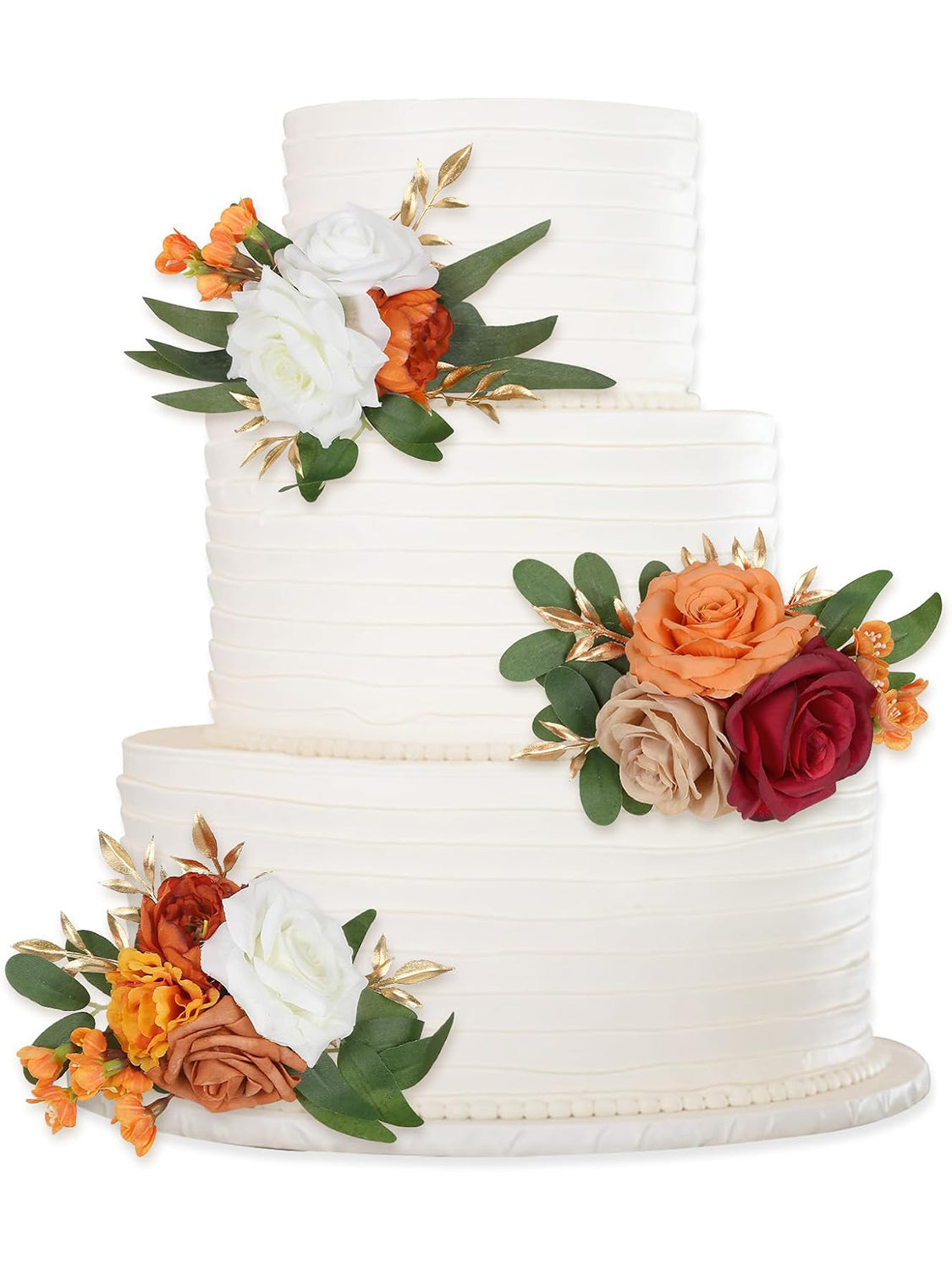 OrangeRed Artificial Cake Flowers Wedding Toppers For Decor