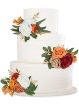 OrangeRed Artificial Cake Flowers Wedding Toppers For Decor