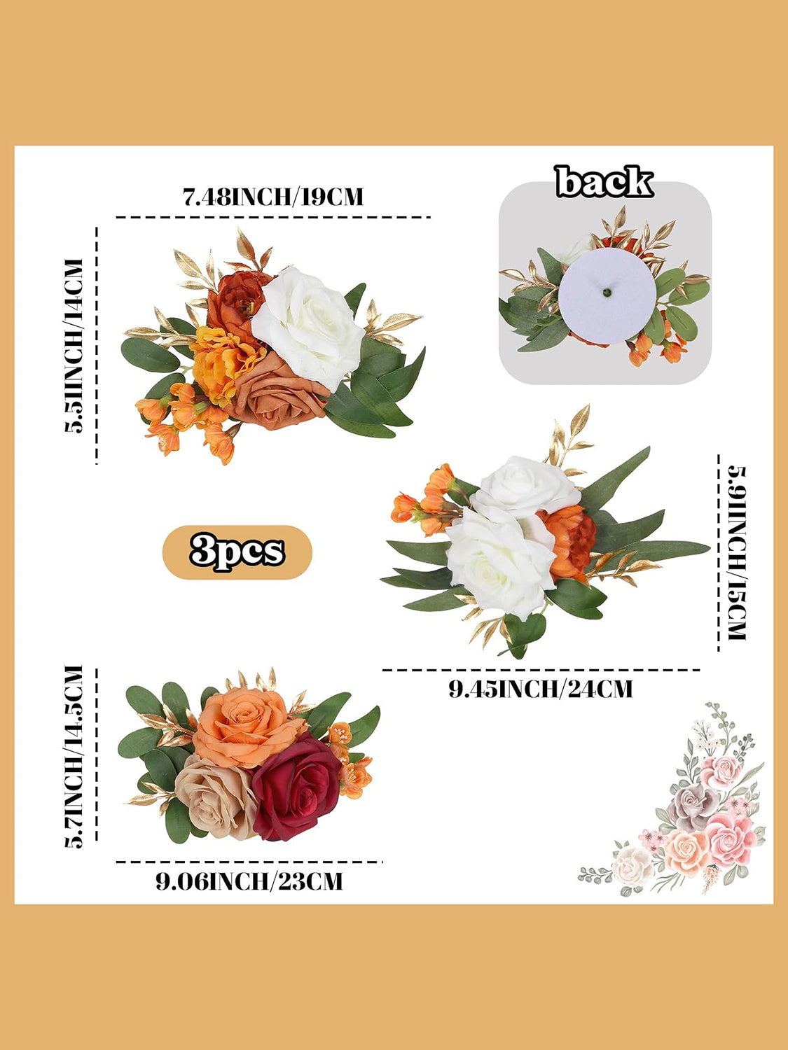 OrangeRed Artificial Cake Flowers Wedding Toppers For Decor