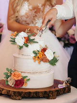 OrangeRed Artificial Cake Flowers Wedding Toppers For Decor