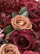 Burgundy Fake Roses Silk Flowers Box