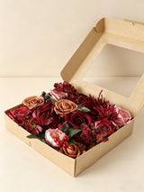 Burgundy Fake Roses Silk Flowers Box
