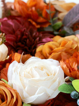 Burnt Orange Fake Roses Silk Flowers Box