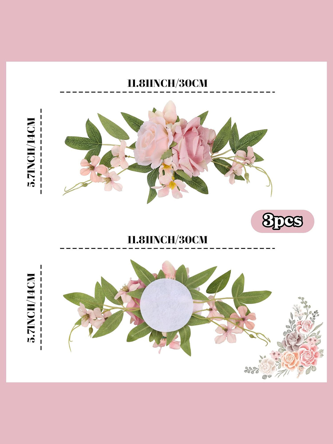 Pink Wedding Cake Toppers Floral Decorations Topper01