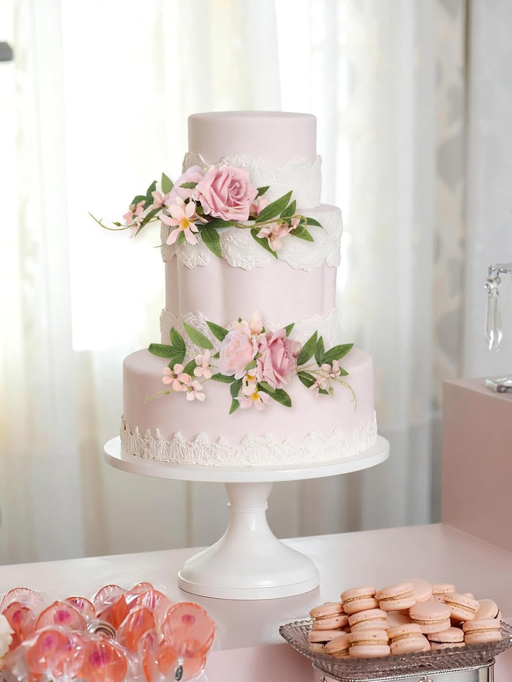 Pink Wedding Cake Toppers Floral Decorations Topper01