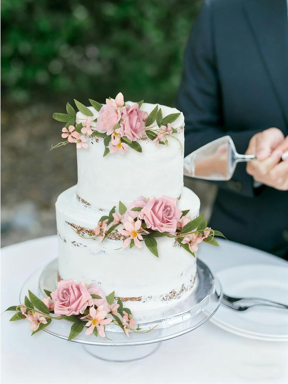 Pink Wedding Cake Toppers Floral Decorations Topper01