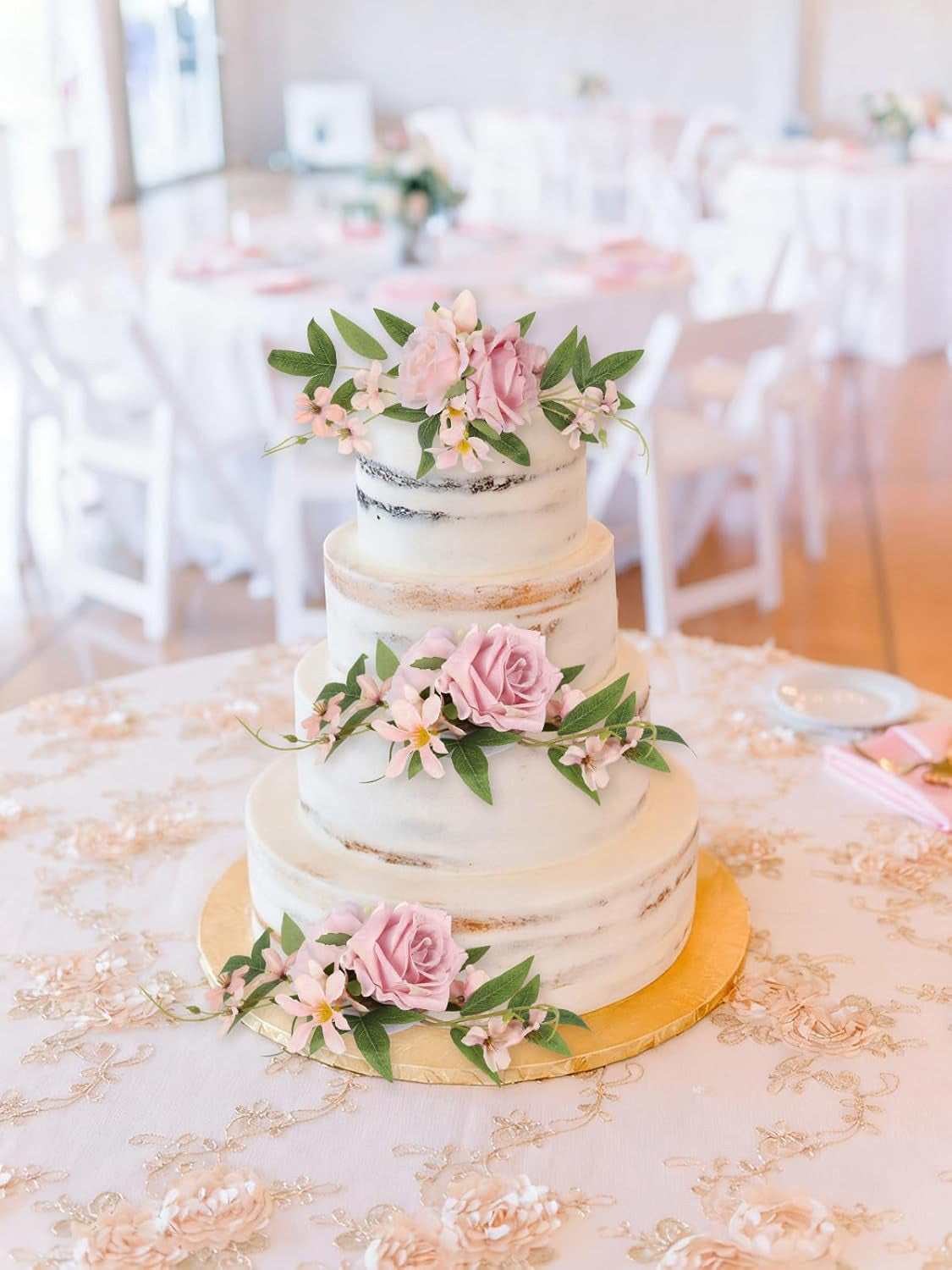 Pink Wedding Cake Toppers Floral Decorations Topper01