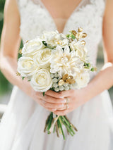 Ivory White Artificial Faux Peonies Mix Dahlia DIY Flowers Box