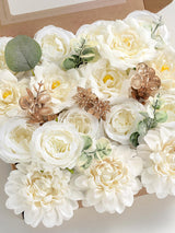 Ivory White Artificial Faux Peonies Mix Dahlia DIY Flowers Box
