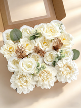 Ivory White Artificial Faux Peonies Mix Dahlia DIY Flowers Box