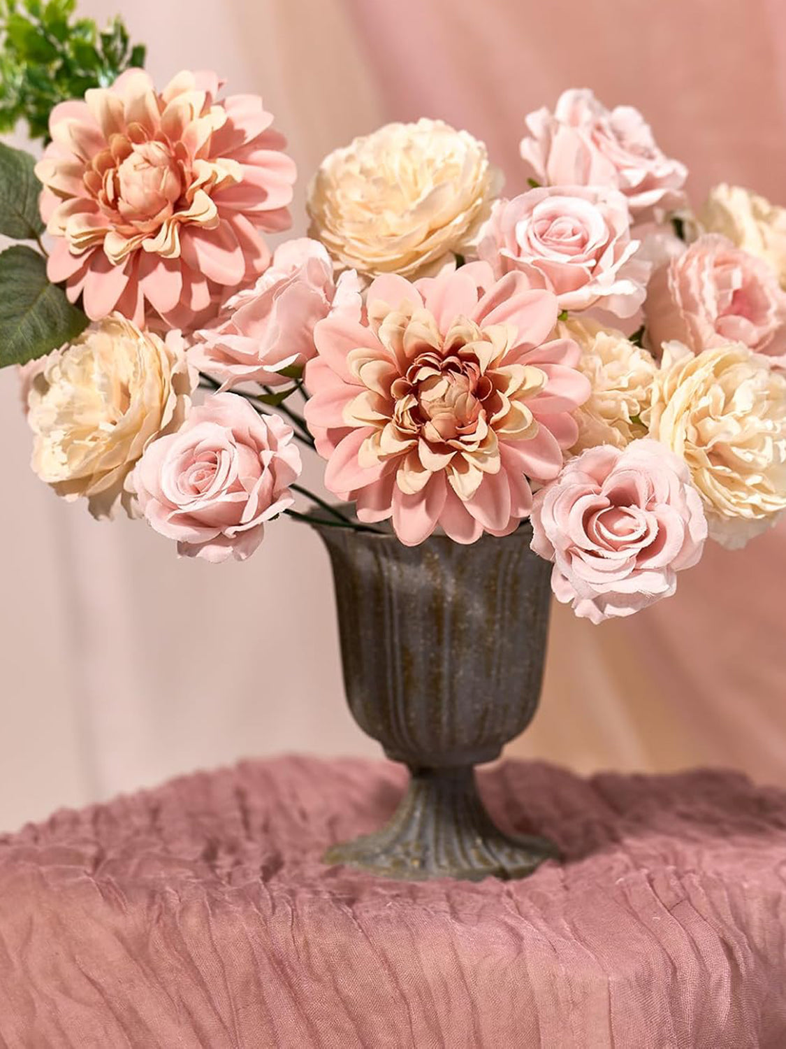 Baby Pink Artificial Faux Roses Peonies Mix Dahlia DIY Flowers Box