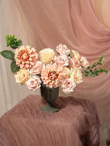 Baby Pink Artificial Faux Roses Peonies Mix Dahlia DIY Flowers Box