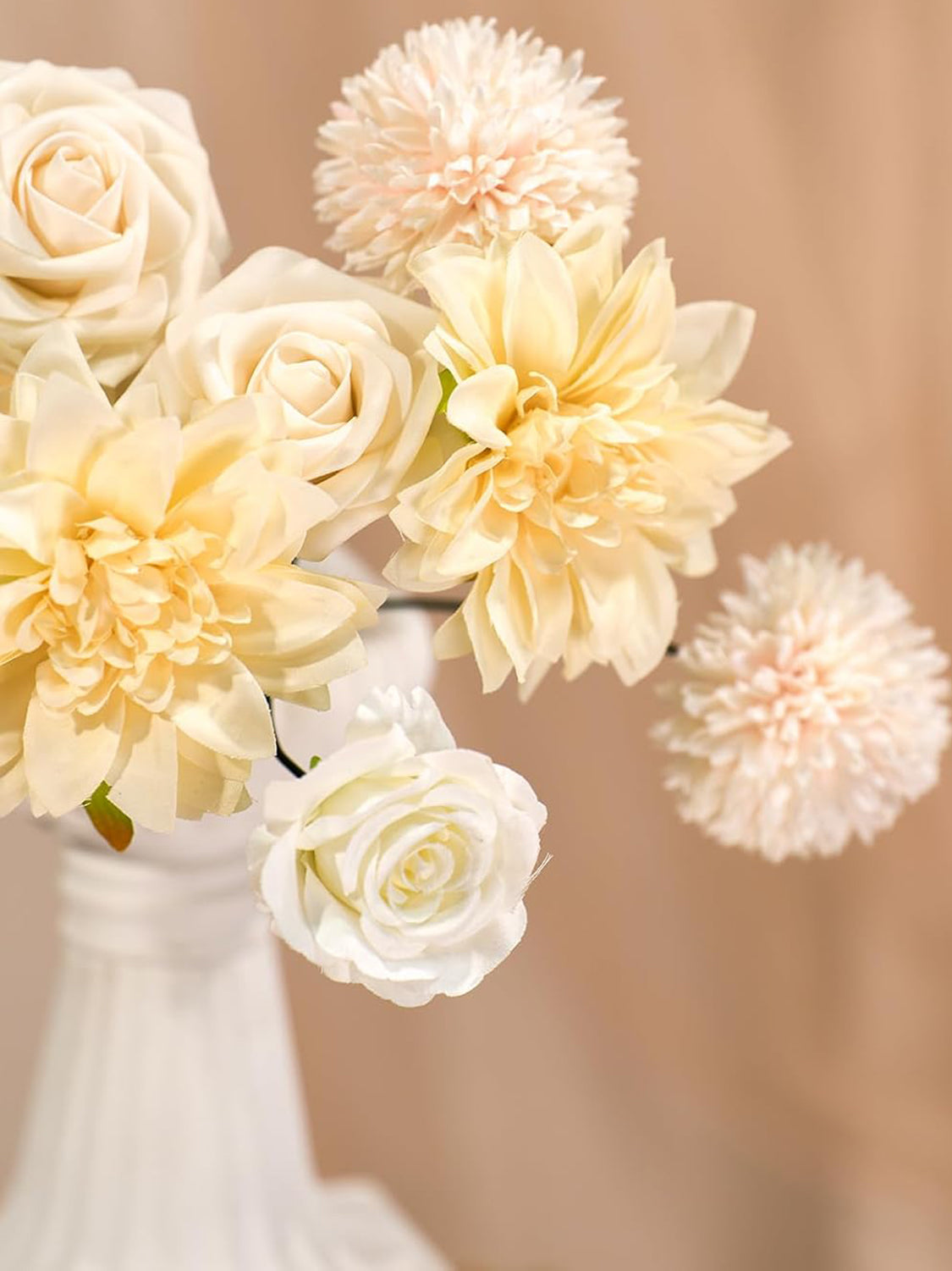 Champagne Artificial Faux Roses Mix Chrysanthemum Dahlia DIY Flowers Box