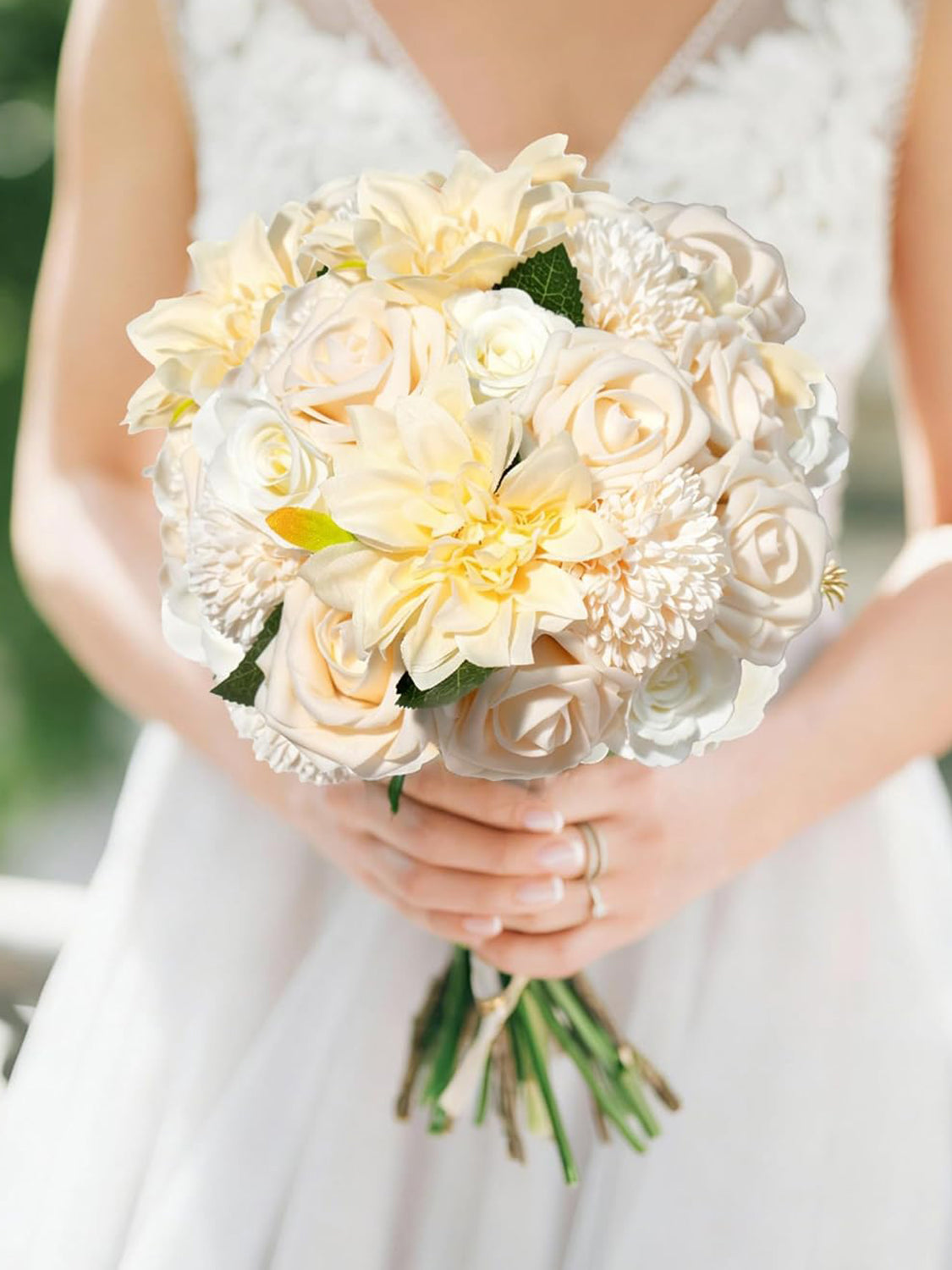 Champagne Artificial Faux Roses Mix Chrysanthemum Dahlia DIY Flowers Box