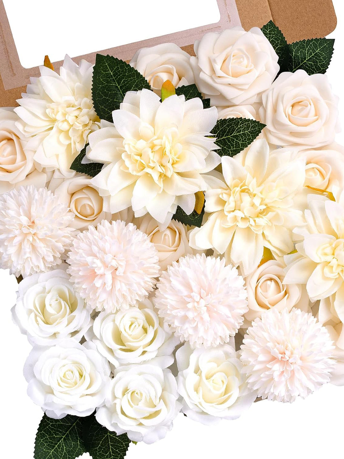 Champagne Artificial Faux Roses Mix Chrysanthemum Dahlia DIY Flowers Box