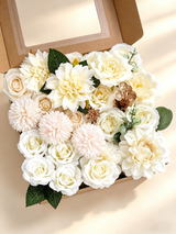 Champagne Artificial Faux Roses Mix Chrysanthemum Dahlia DIY Flowers Box