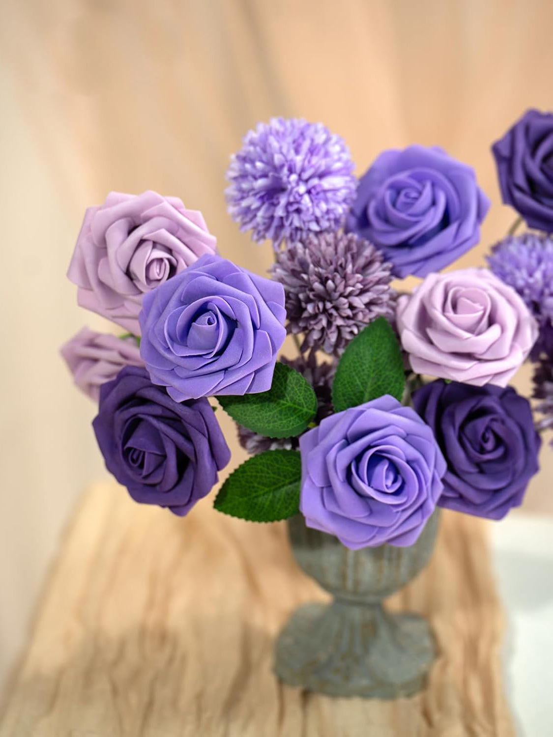 Purple Artificial Faux Roses Mix Chrysanthemum Dahlia DIY Flowers Box