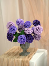 Purple Artificial Faux Roses Mix Chrysanthemum Dahlia DIY Flowers Box