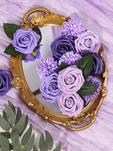 Purple Artificial Faux Roses Mix Chrysanthemum Dahlia DIY Flowers Box