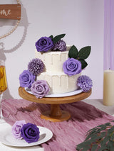 Purple Artificial Faux Roses Mix Chrysanthemum Dahlia DIY Flowers Box