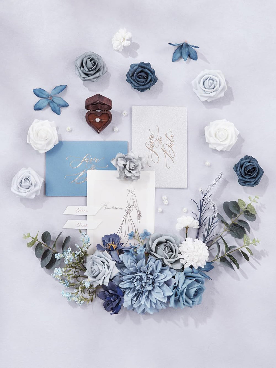 Dusty Blue DIY Wedding Artificial Flowers Combo Box