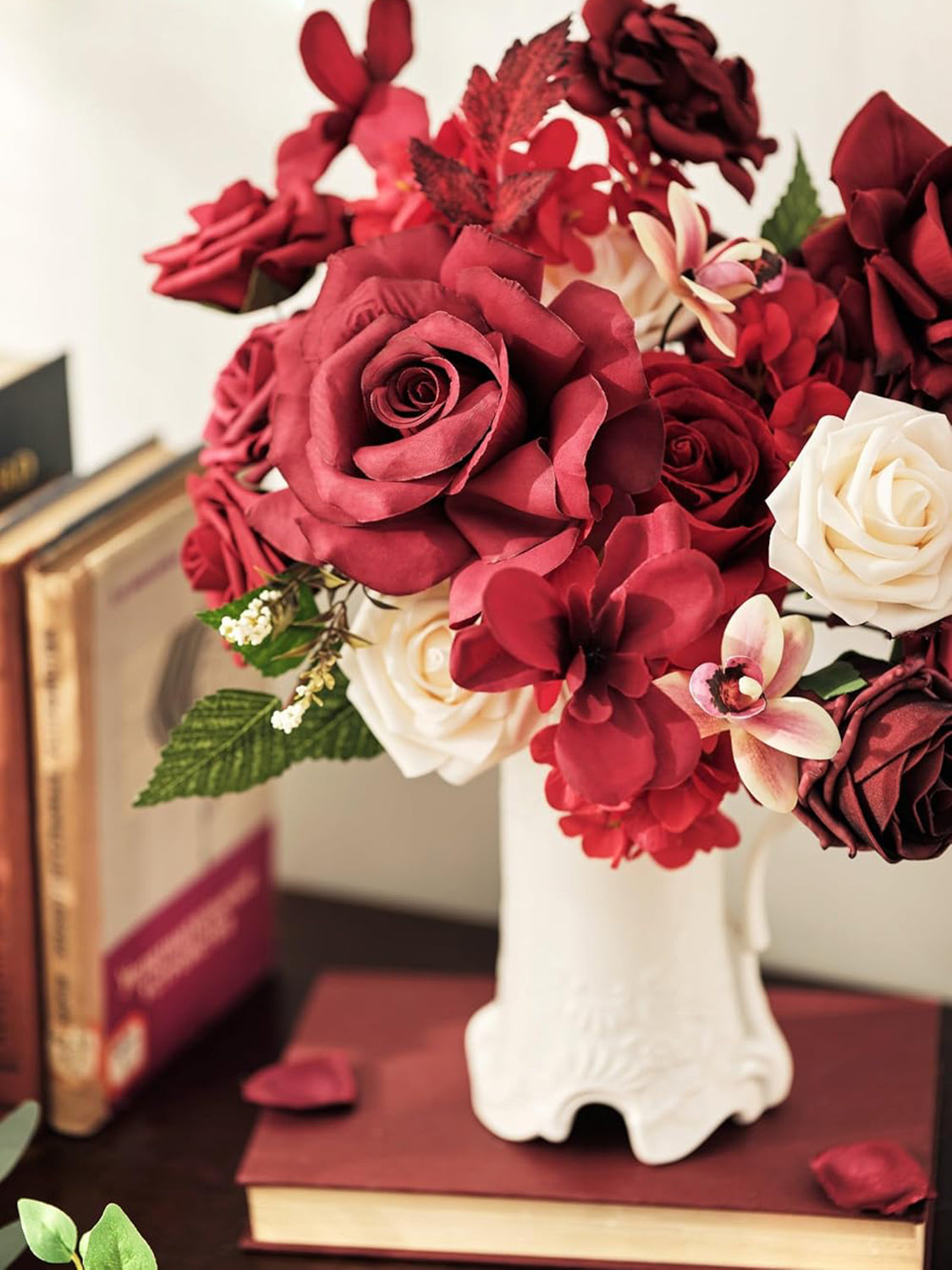 Burgundy DIY Wedding Artificial Roses Flowers Combo Box
