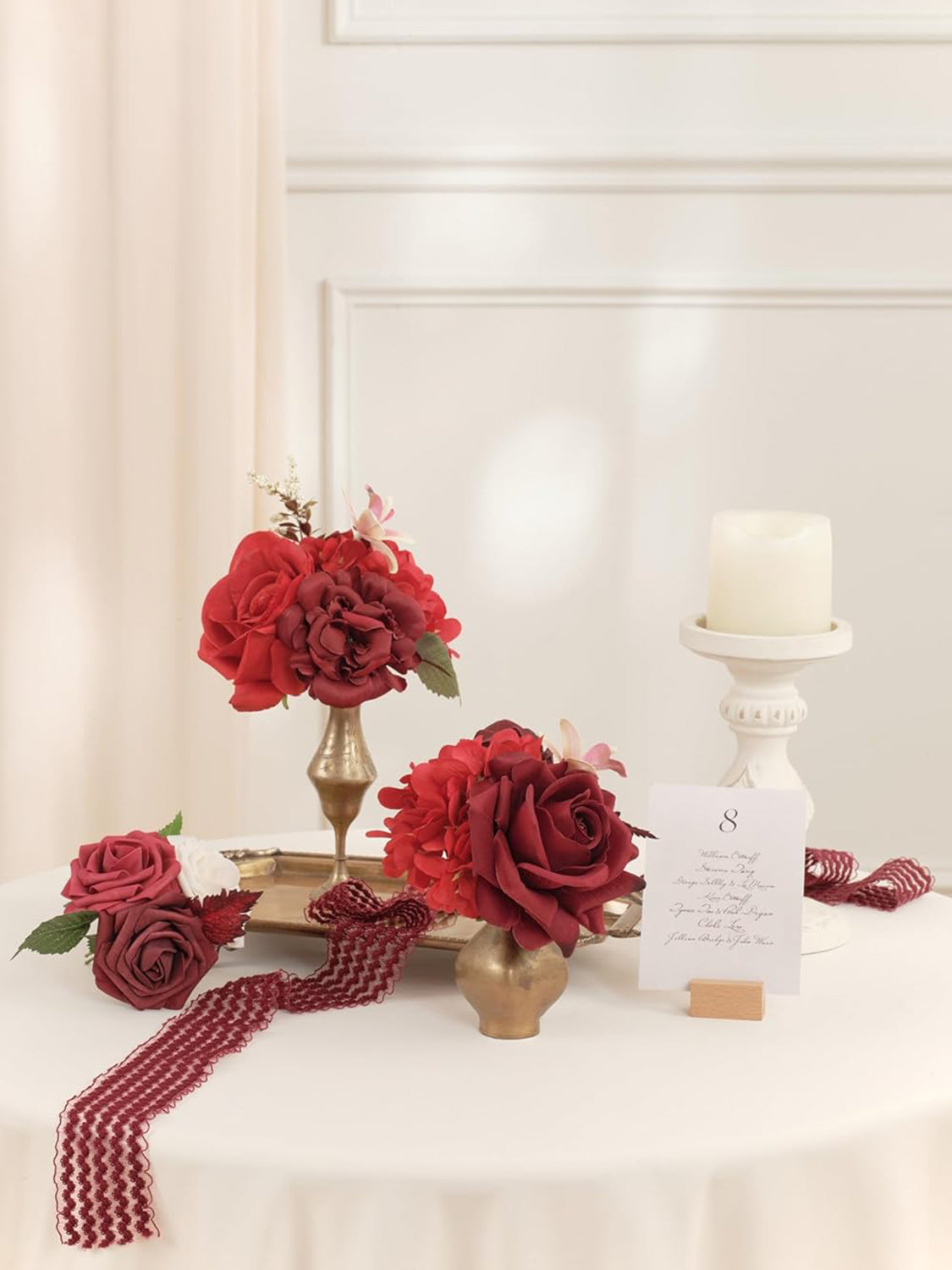 Burgundy DIY Wedding Artificial Roses Flowers Combo Box