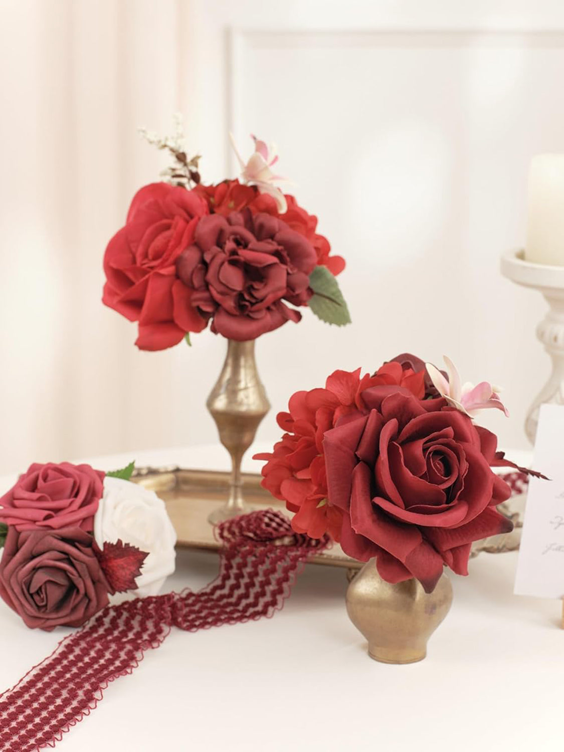 Burgundy DIY Wedding Artificial Roses Flowers Combo Box