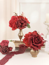 Burgundy DIY Wedding Artificial Roses Flowers Combo Box