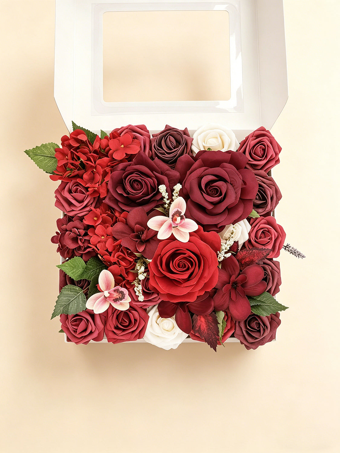 Burgundy DIY Wedding Artificial Roses Flowers Combo Box