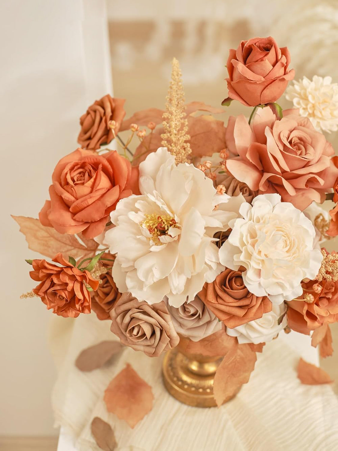 Light Burnt Orange & Champange DIY Wedding Artificial Flowers Combo Box