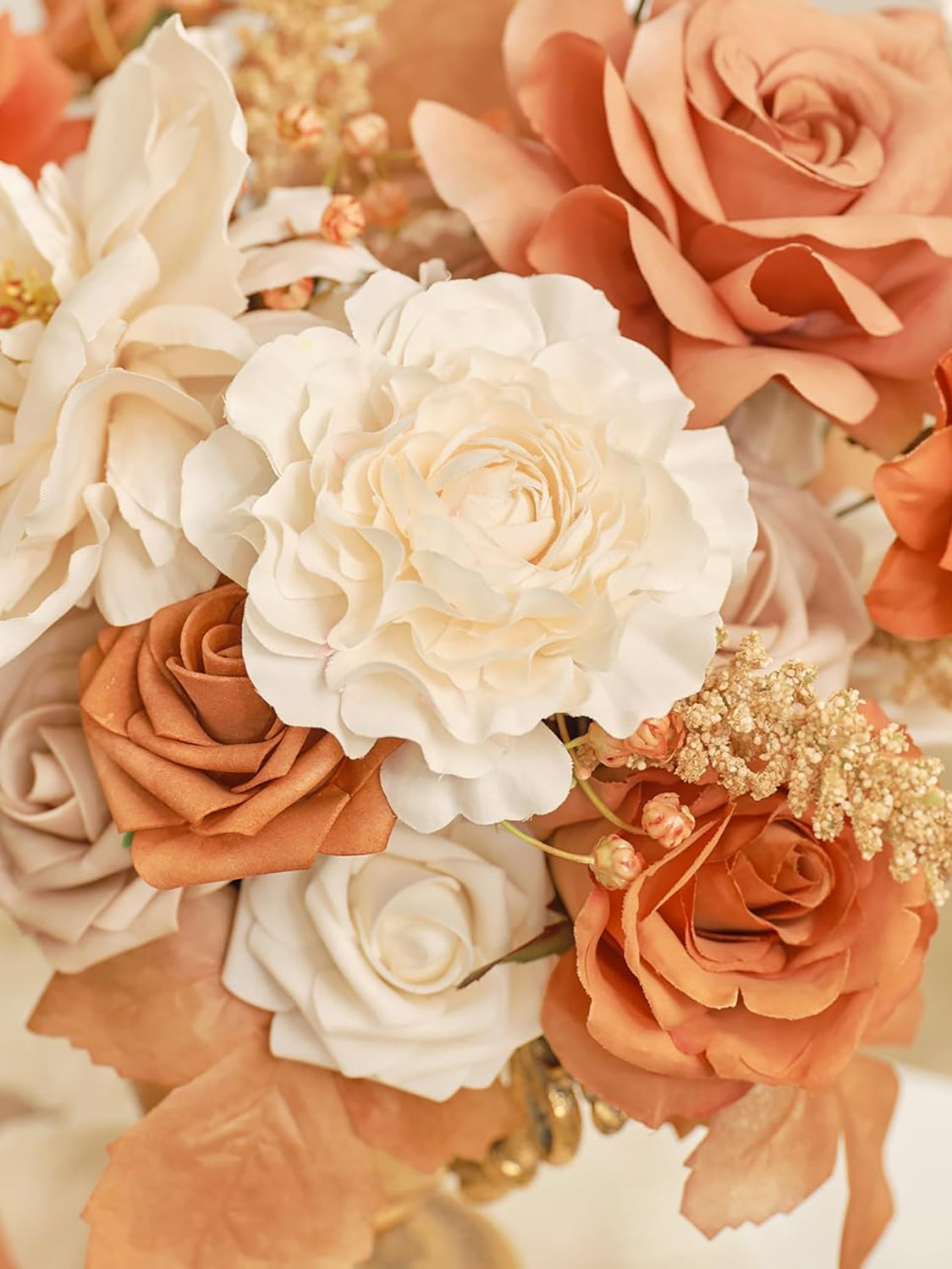 Light Burnt Orange & Champange DIY Wedding Artificial Flowers Combo Box