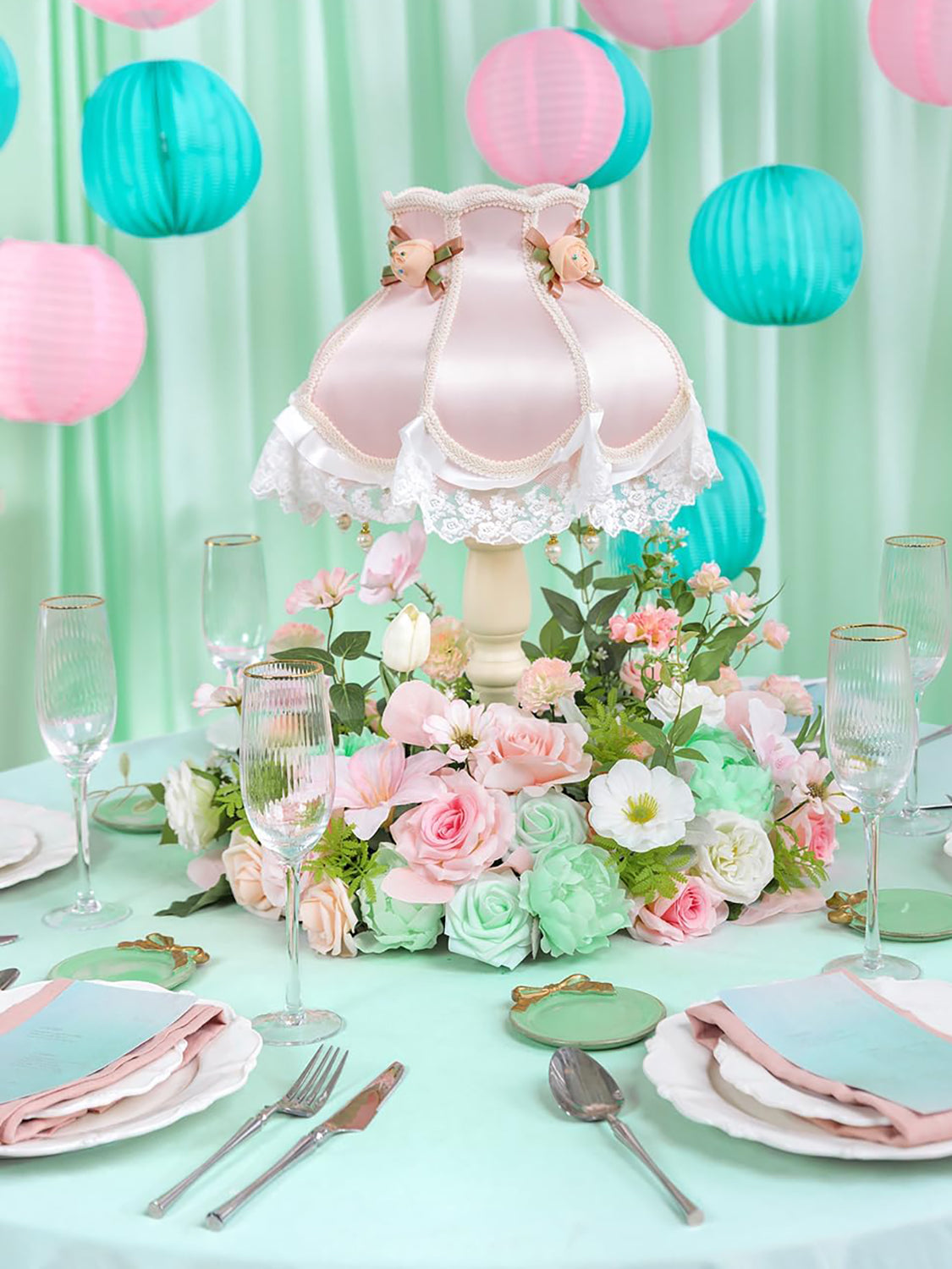 Mint&pink DIY Wedding Artificial Flowers Combo Box