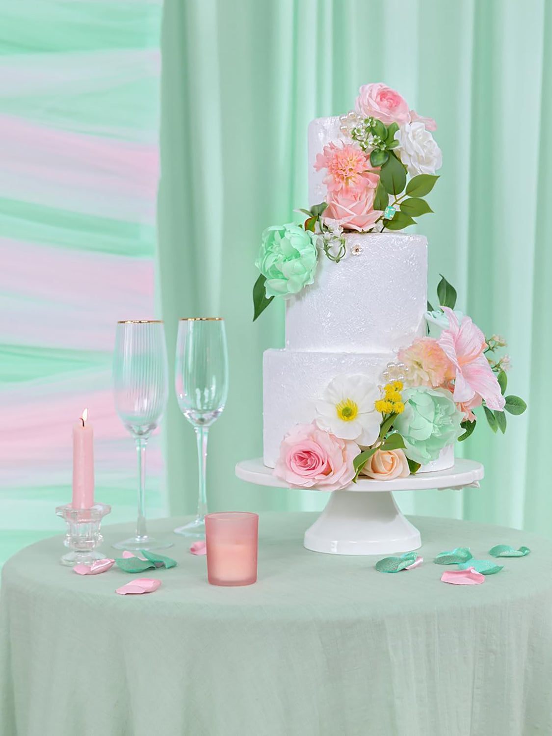 Mint&pink DIY Wedding Artificial Flowers Combo Box