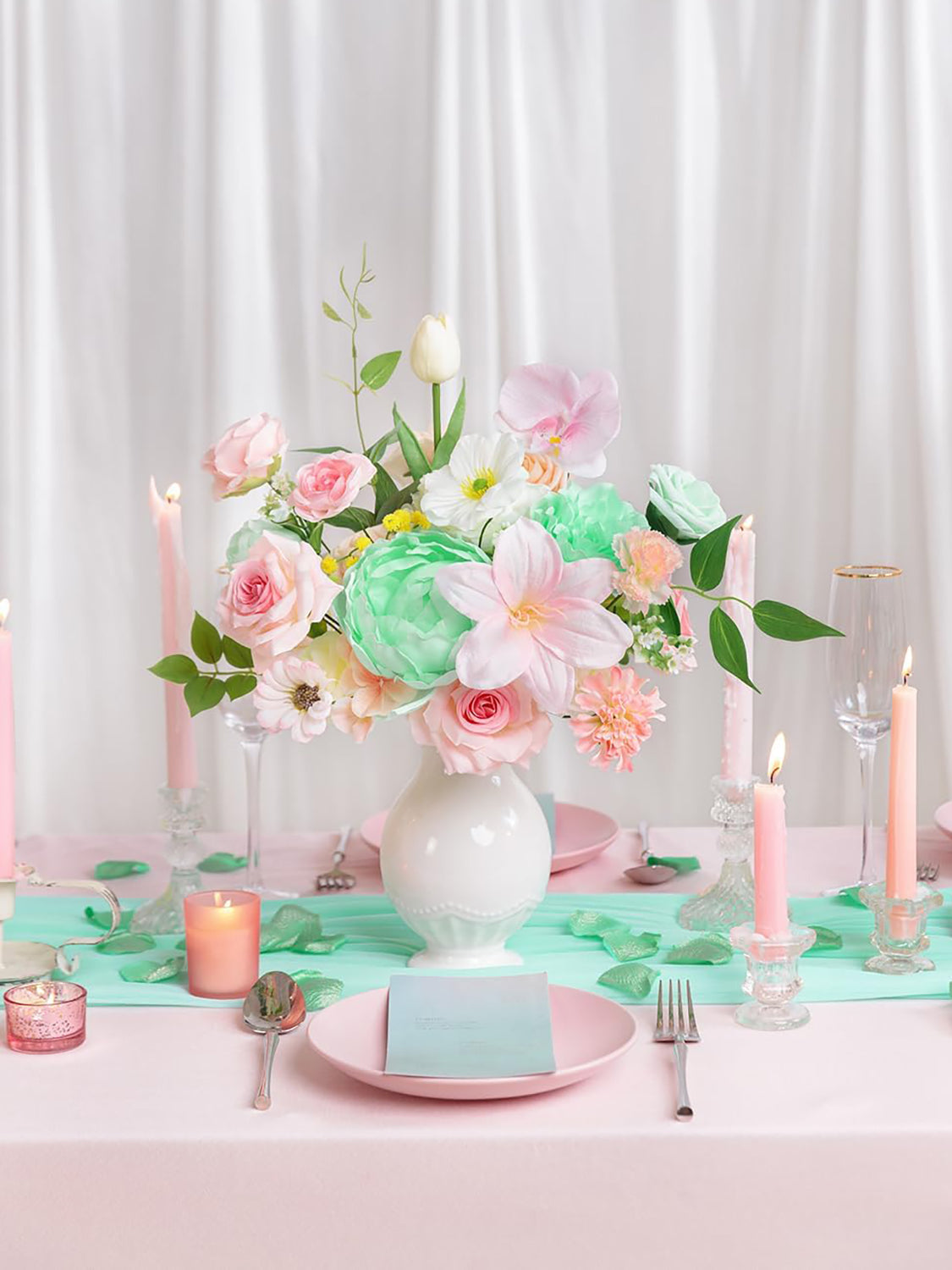 Mint&pink DIY Wedding Artificial Flowers Combo Box
