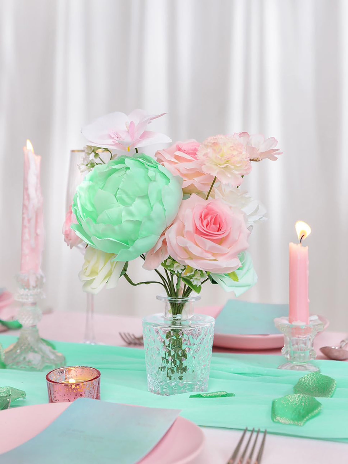 Mint&pink DIY Wedding Artificial Flowers Combo Box