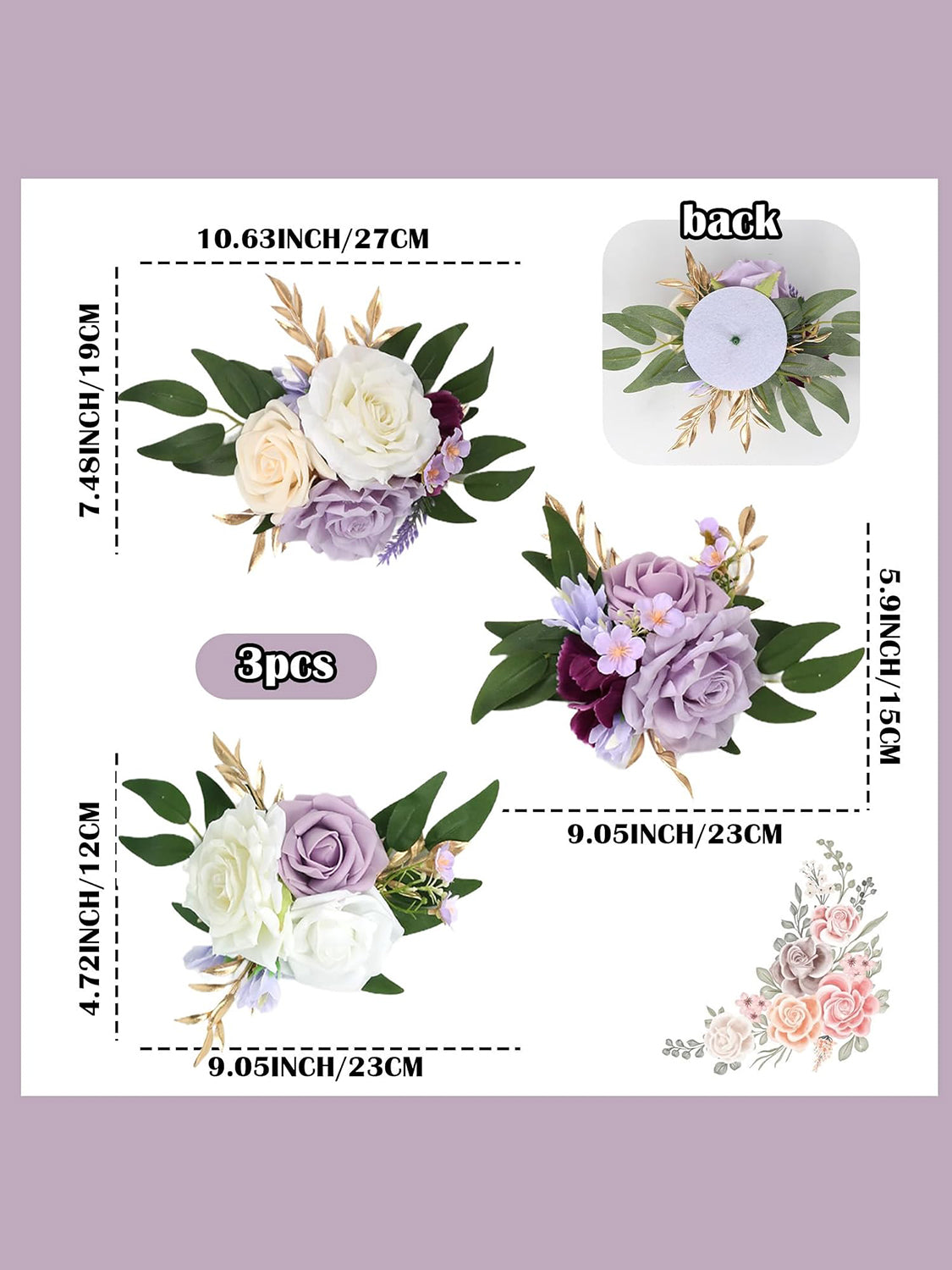 Purple Wedding Cake Topper Flowers For Cake Decorations