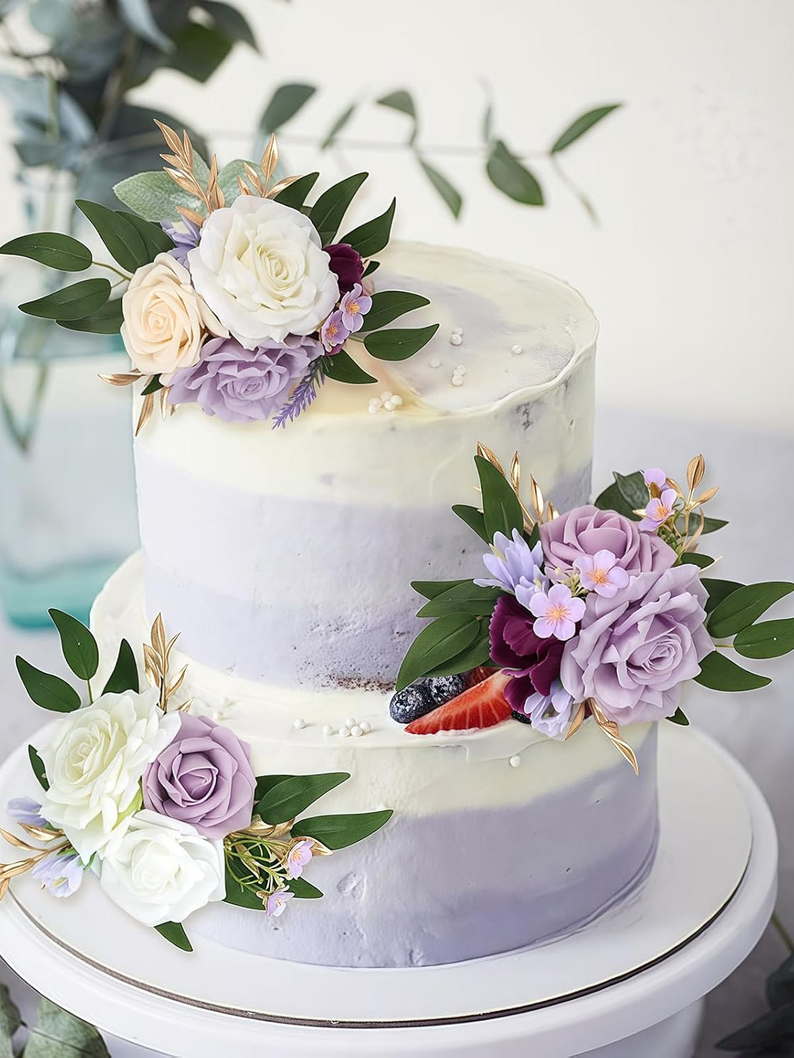 Purple Wedding Cake Topper Flowers For Cake Decorations