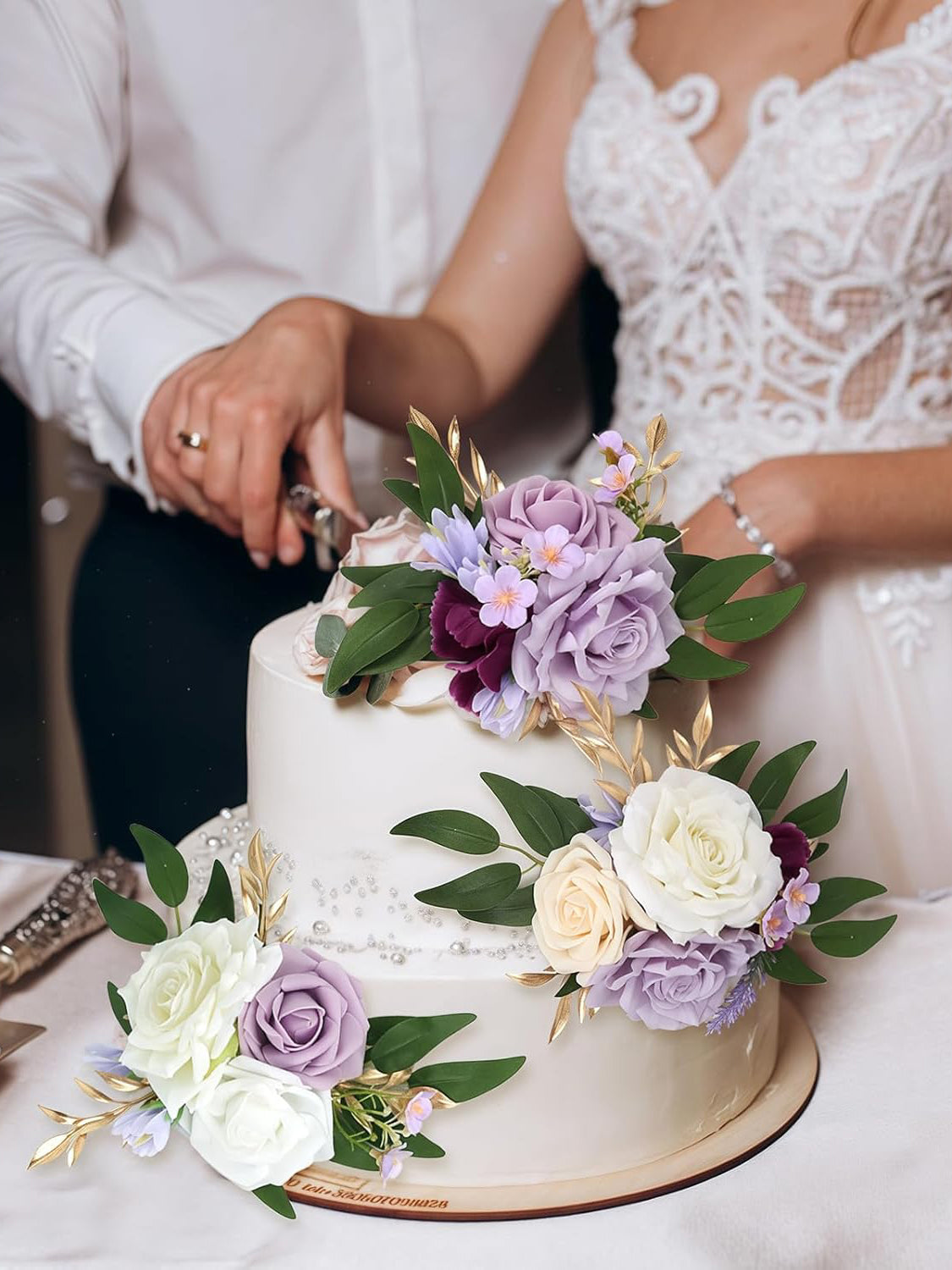 Purple Wedding Cake Topper Flowers For Cake Decorations
