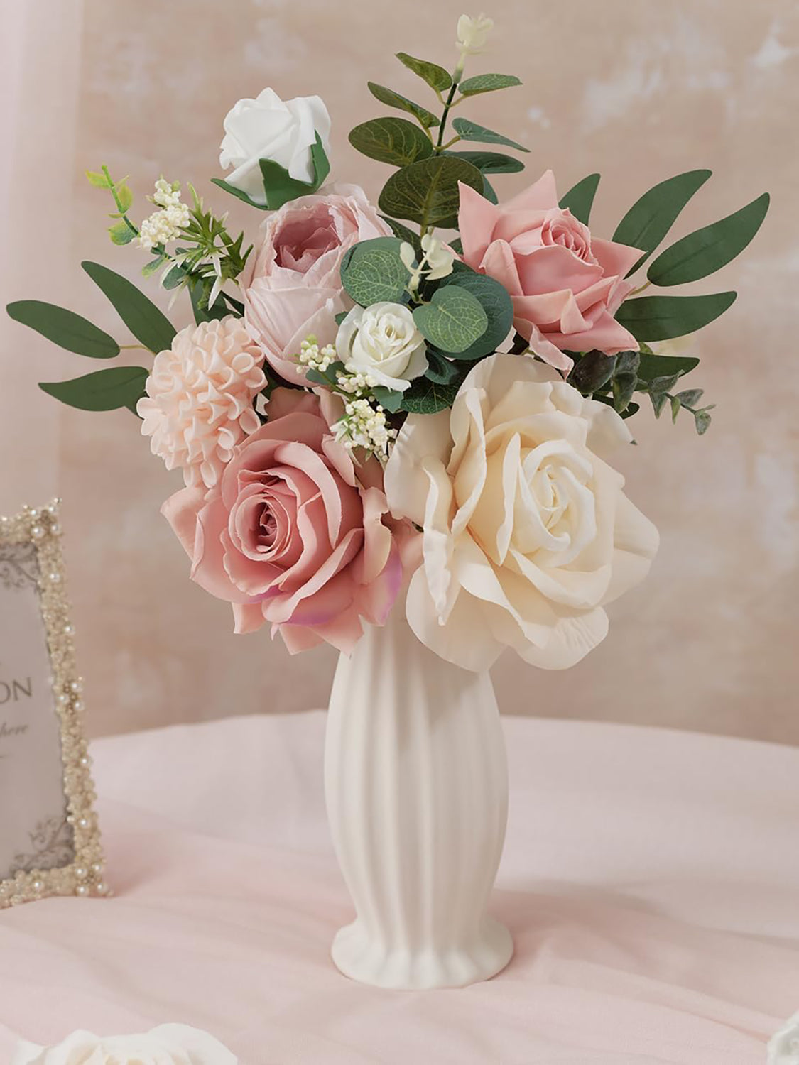 Dusty Rose & Champange DIY Wedding Artificial Roses Flowers Combo Box