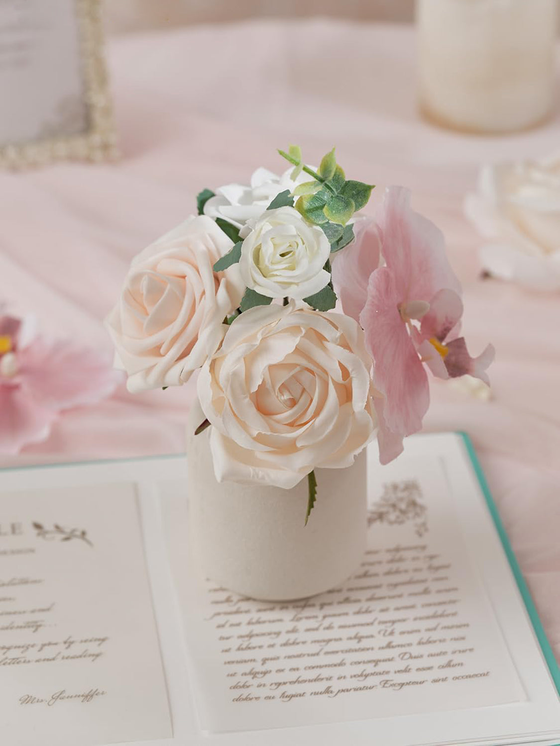 Dusty Rose & Champange DIY Wedding Artificial Roses Flowers Combo Box