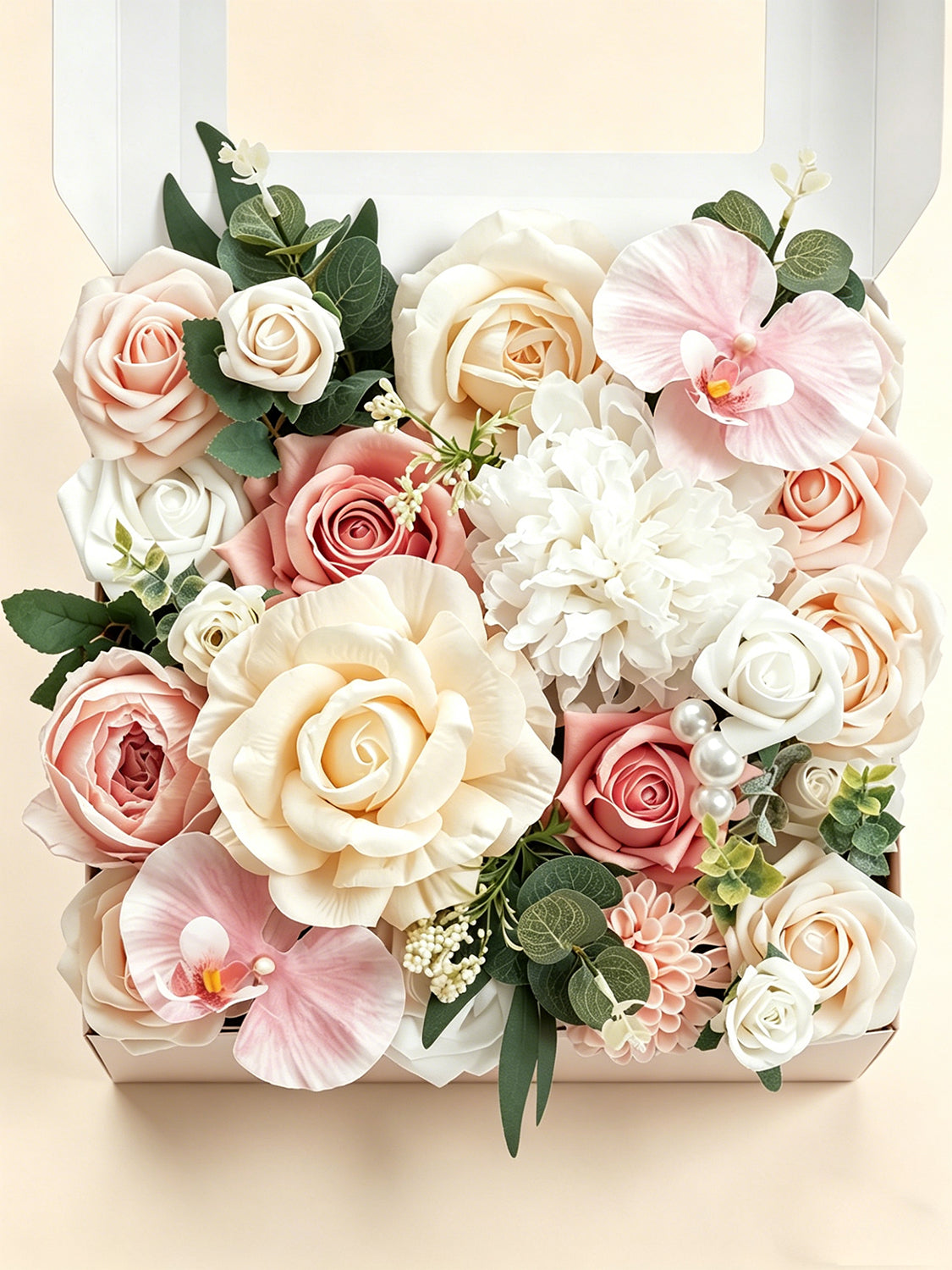 Dusty Rose & Champange DIY Wedding Artificial Roses Flowers Combo Box