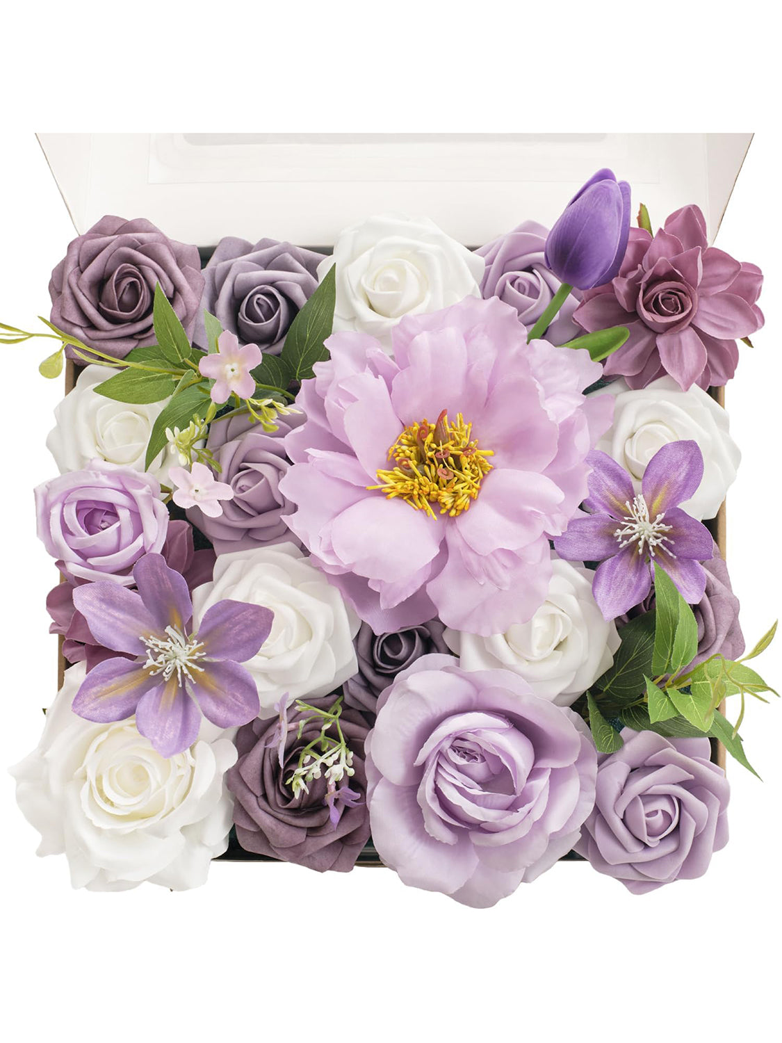 Purple & White DIY Wedding Artificial Flowers Combo Box