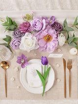 Purple & White DIY Wedding Artificial Flowers Combo Box