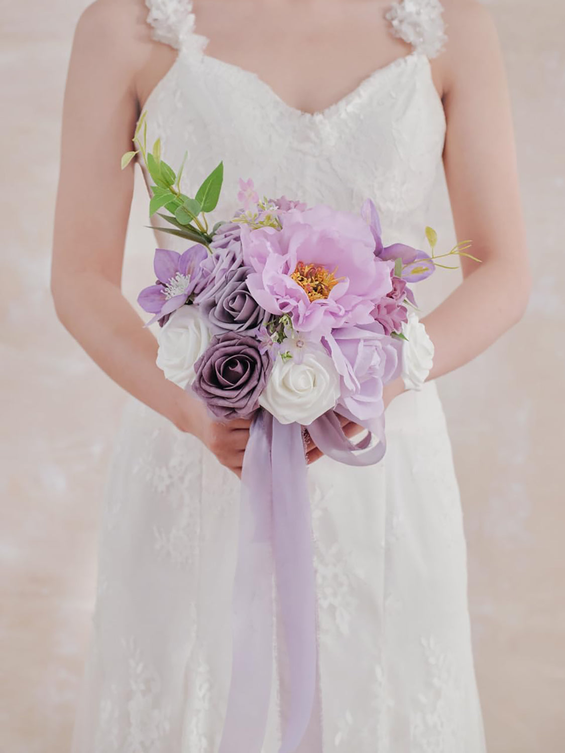Purple & White DIY Wedding Artificial Flowers Combo Box
