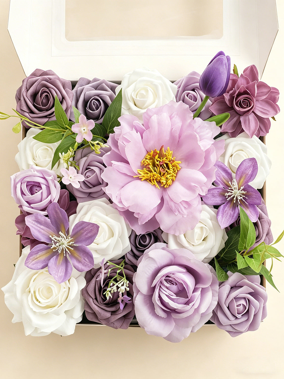 Purple & White DIY Wedding Artificial Flowers Combo Box