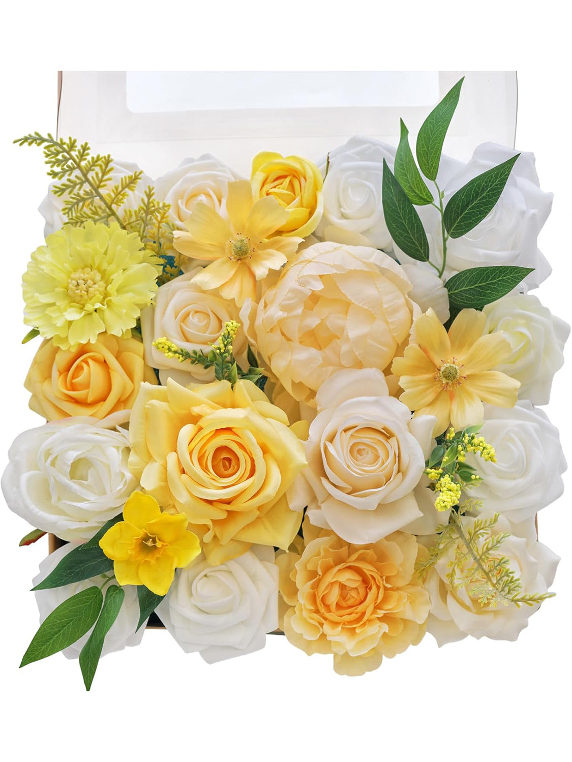 Yellow & Champange DIY Wedding Artificial Roses Flowers Combo Box